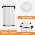thumbnail image 6 of 17 Gallon Swing Top Kitchen Trash Can, 65 Liter Large Capacity Recycling Bin, Commercial Stainless Steel Waste Container, Round Waste Bin for Outdoor, Home Office, Restaurant - White Swing Top, 6 of 7