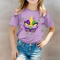 thumbnail image 2 of Mardi Gras Shirts Kids Boys Girls Short Sleeve T-Shirt Casual Crewneck Funny Graphic Print Tees Tops Carnival Party Shirt Summer Clothes Light 12-13 Years, 2 of 5