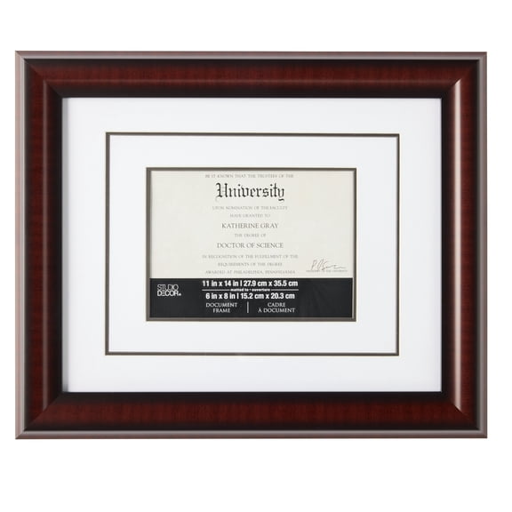 Studio Decor 6" x 8" Mahogany Document Frame with Double Mat