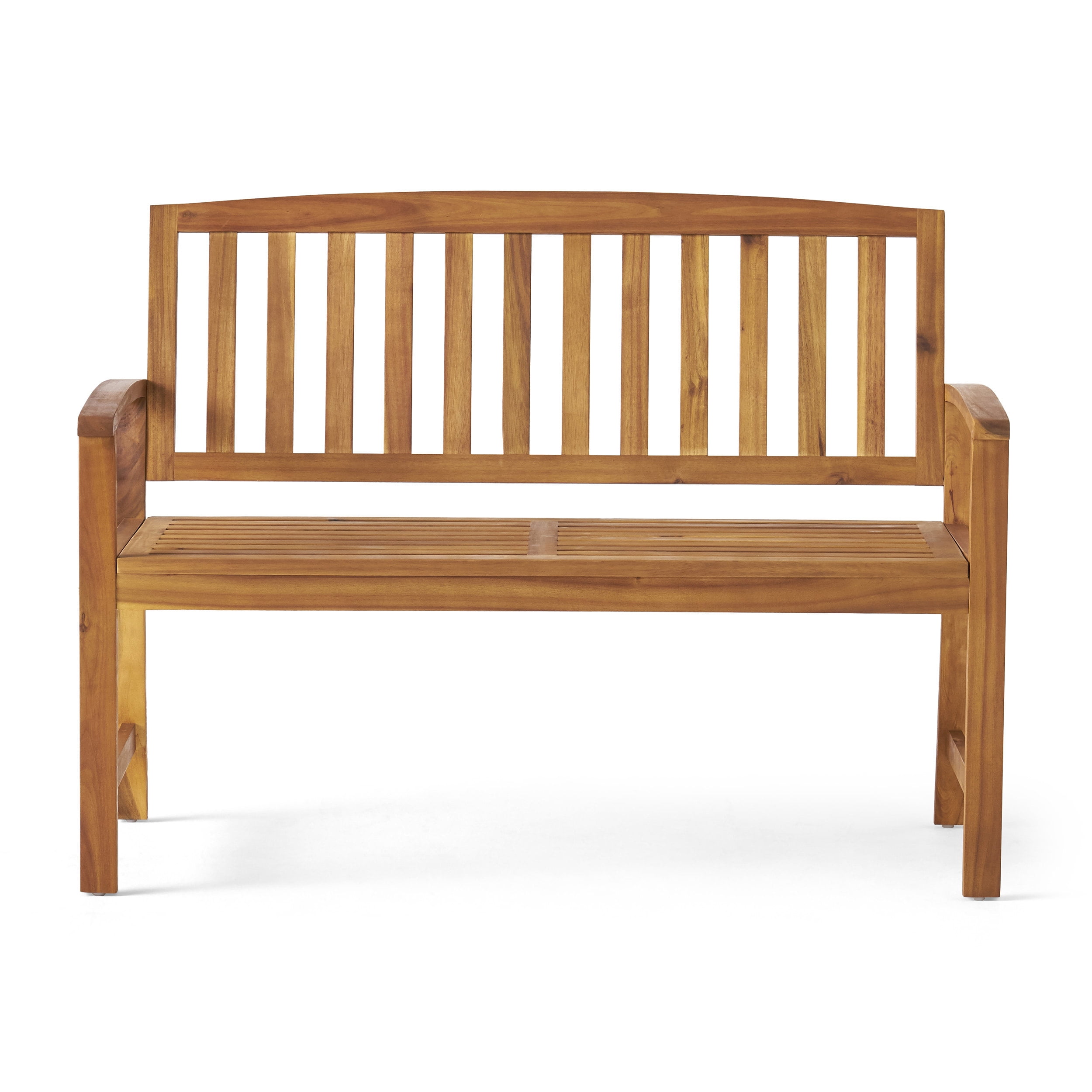 Outdoor Farmhouse Style Wood Leisure Bench, Retro Rest Seat for Patio Garden, Teak