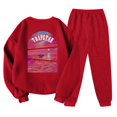 thumbnail image 3 of Trapstar Chandails Molletonnés à Col Rond pour Femmes Ensembles Manches Longues Graphiques Chandails Molletonnés pour Femmes Amples Trapstar Chandail à Enfiler Style Rue Hip-hop + Pantalons de Survêtement Ensemble pour Femmes de 2 Vêtements Classiques pour Femmes (Rouge, G), 3 of 3