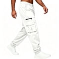 thumbnail image 4 of Cargo Sweatpants for Men with Cuffed Hem Elastic Waist with Button Trousers Loose Fit Casual Jogger Outdoor Pants, 4 of 7
