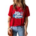 thumbnail image 3 of ABPHQTO Camiseta con cuello redondo y estampado gráfico de 2 estrellas y rayas rojas para mujer, 3 of 5