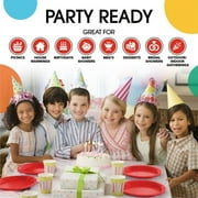 Exquisite 9 Red Disposable Party Plastic Plates, 100 Count, Heavy Duty 350 GSM Plate