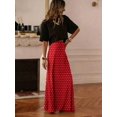 thumbnail image 4 of Women's Casual Polka Dot A-Line Maxi Skirt, Made Of Non-Stretch Woven Fabric, Suitable For Everyday Wear Black Spring, 4 of 9