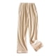 thumbnail image 1 of Pantalones de pijama de franela para mujer para otoño/invierno: pantalones finos de felpa con puños para pareja, con cintura elástica, 1 of 3