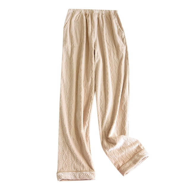 Pantalons de Pyjama pour Femmes Automne et Hiver Couple Flanelle Fine Plus Velours Chaud avec Revers