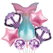 Mermaid Balloons - 7 Pcs For B-day Decorations Multicolor
