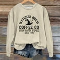 thumbnail image 3 of Witches Brew Coffee Halloween Sweatshirts for Women Long Sleeve Crewneck Funny Witch Graphic Sweatshirt Pullover Tops, 3 of 4