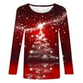 thumbnail image 4 of asdoklhq Christmas Cotton Sweaters for Women Ladies' Casual Printed Casual Pullover Classic Long Sleeved Round Neck Top Red XL, 4 of 5