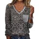 thumbnail image 1 of Camiseta de mujer con cuello en V, camiseta étnica, blusa tipo túnica de moda, jersey de mujer, Tops sueltos de manga larga, 1 of 2