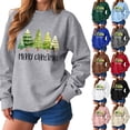 thumbnail image 2 of Jkety Christmas Sweaters for Women Christmas Sweatshirts for Women Cute Reindeer Christmas Tree Print Pullover Long Sleeve Hoodless Pullover Holiday Tops Black,S, 2 of 6