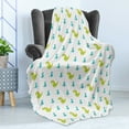 thumbnail image 4 of Dino Soft Flannel Fleece Throw Blanket, Dinosaur Animal Cartoon Nursery Themed Print, Cozy Plush for Indoor and Outdoor Use, 60" x 80", Yellow Green Sky Blue, by Ambesonne, 4 of 5