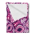 thumbnail image 2 of Floral Soft Flannel Fleece Blanket, Trippy Flower Motif with Modern Lace Effects and Dots Victorian Swirls Print, Cozy Plush for Indoor and Outdoor Use, 70" x 90", Magenta Pink Plum, by Ambesonne, 2 of 5