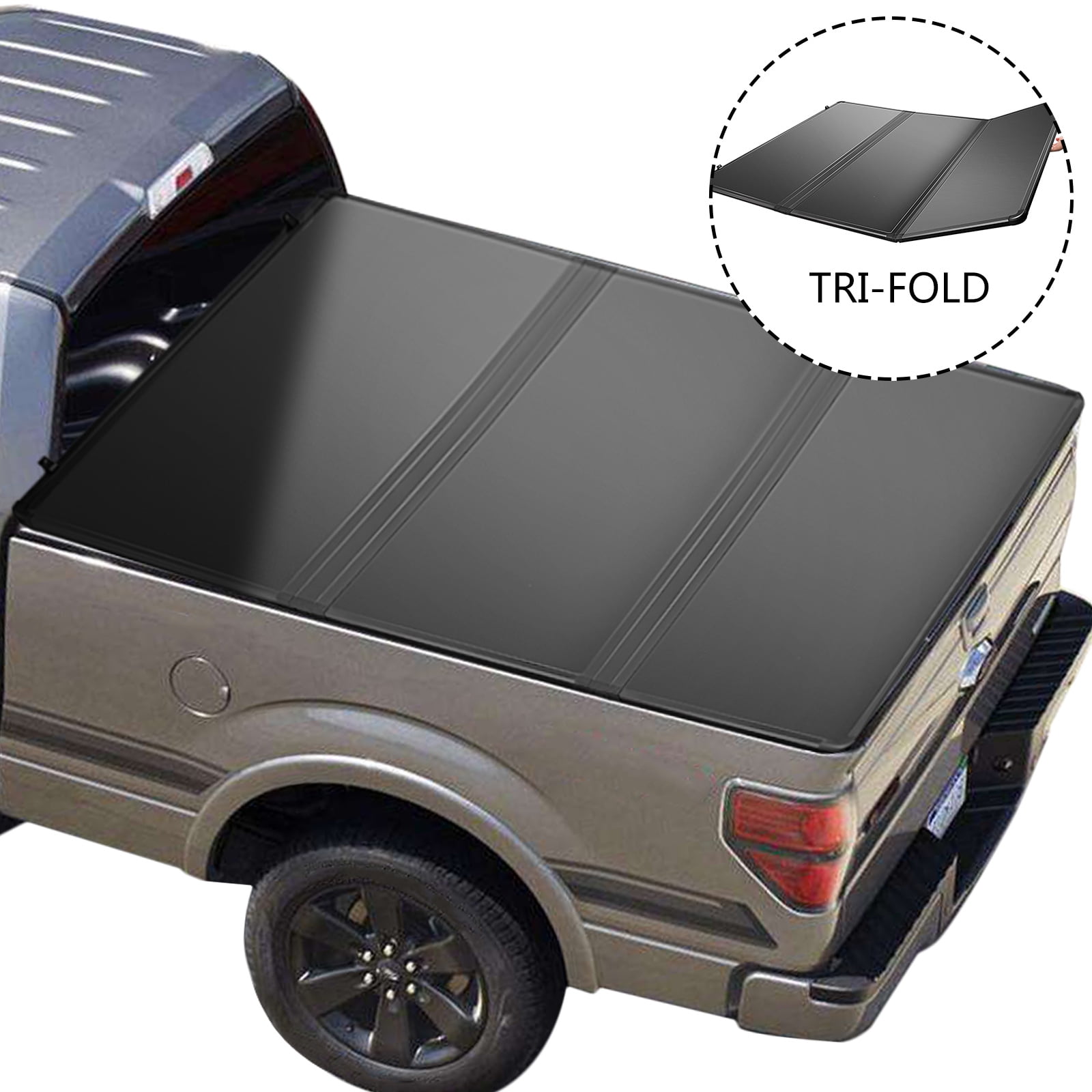 oEdRo Quad Fold Tonneau Cover Soft Four Fold Truck Bed Covers Compatible for 2009-2014 Ford F-150 F150 5.5 Bed Styleside 