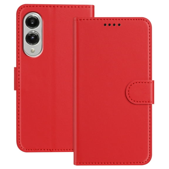 Wallet Case for Samsung Galaxy S25 Edge Phone Case with Card Holder, Magnetic PU Leather Stand Flip Folio Phone Cover for Women Men Girls Boys, Credit Card Slot Purse & Protective TPU Bumper, Red