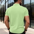 thumbnail image 4 of Qwertyu Polo Shirts for Men Solid Casual Collared Short Sleeve Tops Pullover Classic Performance with Pocket Shirts Light Green XL, 4 of 5