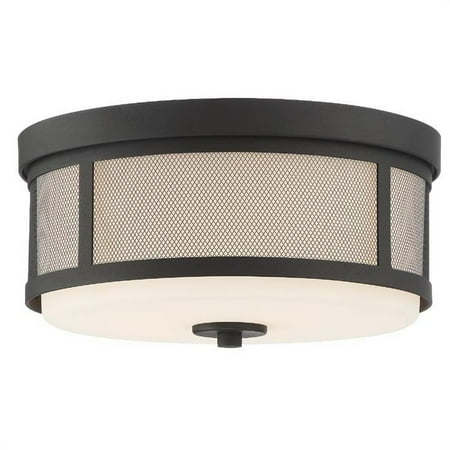 

Crystorama Lighting TRV-A3802-BF Trevor - 2 Light Flush Mount in Classic Style - 13.62 Inches Wide by 6.37 Inches High Black Forged Finish with White Opal Glass