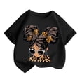 thumbnail image 3 of Curuila Kid Girls Tops Cartoon Print Crew Neck Short Sleeve Tee Summer Casual Loose T Shirt Black Size 2-4 Years, 3 of 5