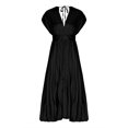 thumbnail image 6 of pbnbp Prom Dresses for Women Casual Elegant Solid Color Pleated Backless with Strappy Tunic V Neck Short Sleeve Midi Dress Summer 2023!, 6 of 8