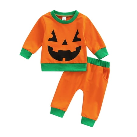 

JBEELATE Toddler Boys Girls Halloween Clothes Set Pumpkin Long Sleeve Tops Pants Outfits