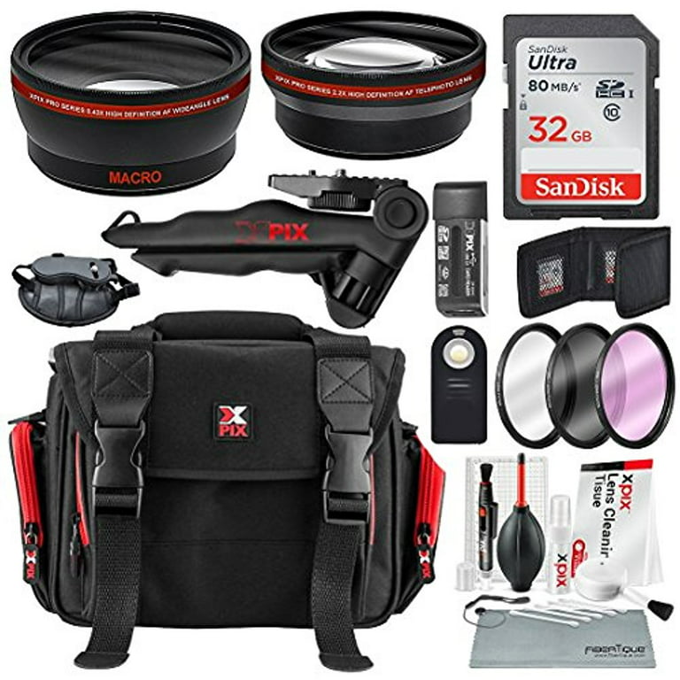 58MM HD 2.2x Telephoto and 0.43X Wide Angle + Xpix Photo Accessories w/ Deluxe Photo and Travel Bag for CANON REBEL ( T6 T6s T5i T4i T3 T2i T1i), EOS (