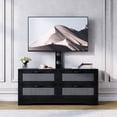 thumbnail image 2 of Centro de entretenimiento para TV hasta 70'' – Mueble con 4 cajones y puertas de ratán – Soporte ajustable – Amplio almacenamiento de madera – Acabado negro – Ideal para sala o dormitorio, 2 of 8