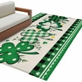 thumbnail image 2 of 3x5 Area Rugs, St. Patrick's Day, Non-Skid Rubber Backing Large Rectangle Rugs - Living Room Bedroom Home Office, Green Shamrock Farmhouse Plaid Eucalyptus Indoor Floor Mat Carpets Washable Rug, 2 of 9