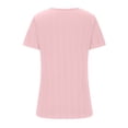 thumbnail image 5 of Summer Saving Wycnly Womens Tops Button Down Plus Size Comfy Knitted Ribbed Tunic Shirts Summer Casual Solid V-Neck Short Sleeve Blouse Pink XXXXL, 5 of 6