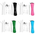 thumbnail image 4 of Bewildely Juego de 7 Uds. De vajilla portátil impresa de acero inoxidable, cuchara, tenedor, cuchillo para carne, juego de palillos, cubiertos de viaje, Type6 NO6 Bewildely HA003963-01, 4 of 6