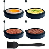 Silicone Egg Ring Molds for Cooking, 4 Pack Egg Rings for Frying Eggs, Non-Stick Pancake Mold, Ideal Sunny Side Up Egg Maker for Breakfast Sandwiches Egg Mcmuffins (Black)