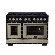 Forno Ambassador 48" Dual Fuel Range in Black, 8 Sealed Burners, 94,000 BTU, 6.7 Cu.Ft. Double Oven