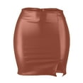 thumbnail image 5 of VUPSGEZ Women's Pu Skirt New Zipper Hip Skirt Asymmetrical Slit Leather Skirt Skirt (Brown,XXL), 5 of 5