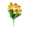 thumbnail image 2 of Fake Flowers Promotion Sale! Nomeni 7 Head Artificial Silk Fowers Bunch Wedding Home Outdoor Size 37Cm Avilable in 9 Colours, Home Decor Clearance Sale Yellow, 2 of 7