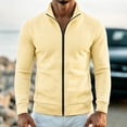thumbnail image 6 of WIZUTIZ Men's Solid Color Zip Up Hoodless Sweatshirt Jacket Long Sleeve Warm Pocket Outerwear For Winter Daily, 6 of 6