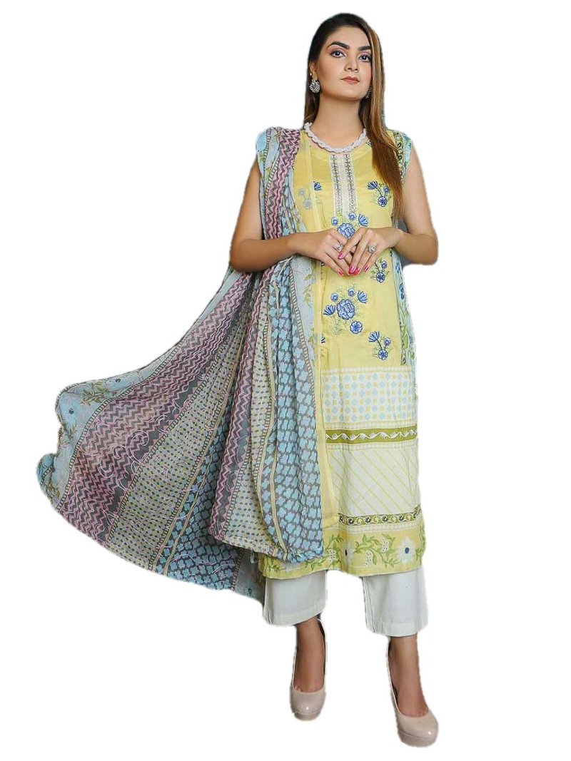 IshDeena Ready to Wear Lawn suit with embroidery Pakistani Dress for Women  with Aar Dupatta - Three Piece Set (XL, Yellow) - Walmart.com