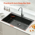 thumbnail image 2 of VEVOR 33" Kitchen Sink Top Mount Single Bowl Drop-In Basin Stainless Steel Black, 2 of 9