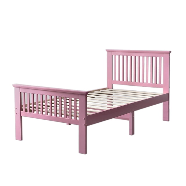 Pemberly Row Lit Plateforme Simple Moderne en Pin Massif Rose
