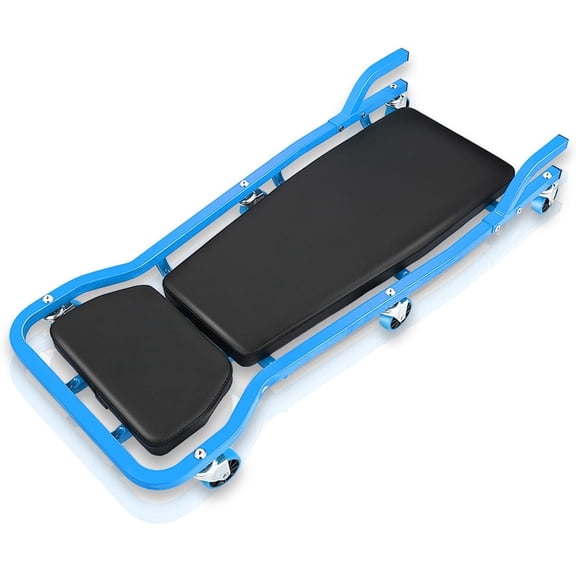 Rolling Car Creeper with 3-Level Adjustable Headrest and 6 Casters, Blue