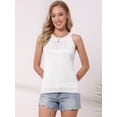 thumbnail image 3 of DARING DIVA Women's Casual Crew Neck Sleeveless Sweater Vest Beach Top S White, 3 of 5