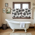 thumbnail image 4 of Black Geometric Moroccan Tier Curtains 24 Inch Length, Abstract Grey Ombre Modern Cafe Short Curtains for Bathroom Over Sink, Small Kitchen Curtain Light Filtering Tiered Drapes 2 Panels 27.5"Wx24"L, 4 of 8