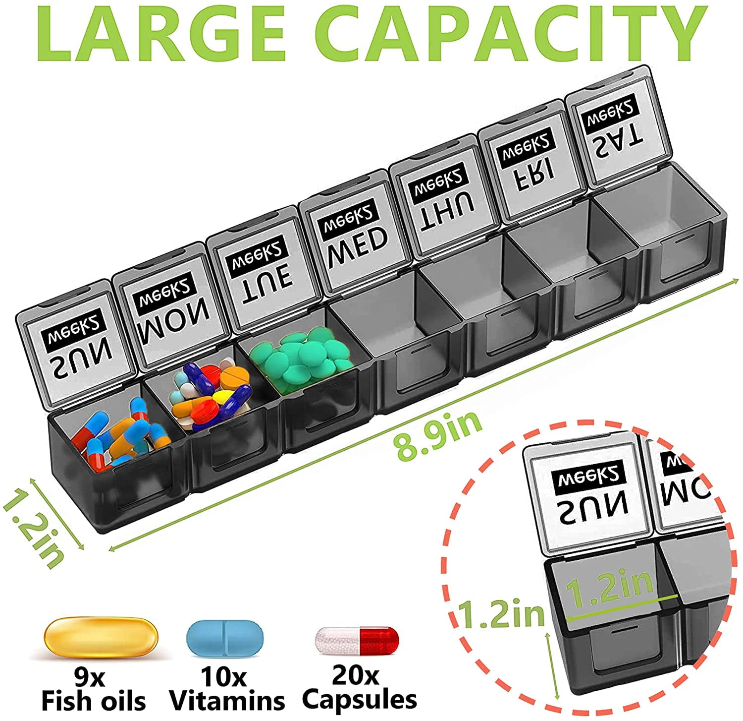 ZzTeck Pill Organizer 2 Times a Day - Weekly AM PM Pill Box Case