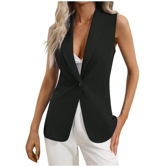 DHFJKG Women's Suit Vest Top Dressy Casual Button Up Wasitcoat Fromal Sleeveless Blazer For Work Office Comfortable Tops