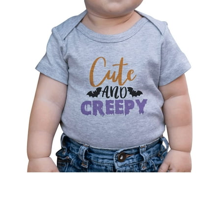 

7 ate 9 Apparel Kids Happy Halloween Shirts - Cute and Creepy - Bats - Grey Onepiece 6-12 Months