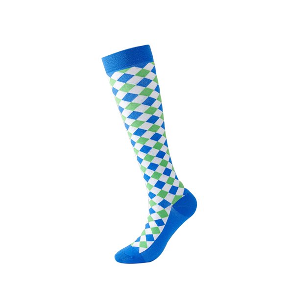 Bmisegm Women's Fashion Casual Knee High Plaid Stockings Academy Style Over Knee Socks Pile Socks Pressure Socks Y2K Dark Blue L