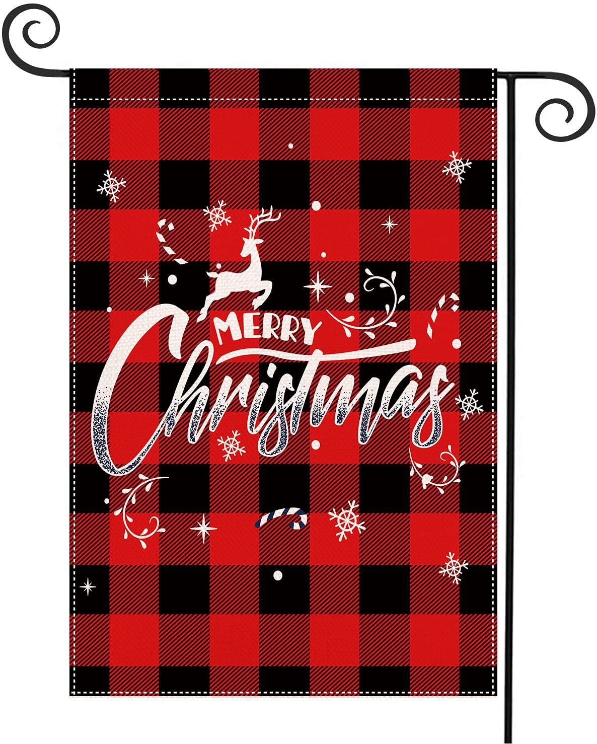 Christmas Garden Flags 12x18 Double Sided, Christmas Decor Red Black