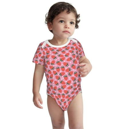 

Fotbe Strawberry Pattern Unisex-baby Short-sleeve Bodysuit Short Sleeve Bodysuits One-piece 100% Organic Cotton for Infant Baby Boys Unisex-3 Months