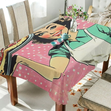 

WOBOGO Smiling Family Woman Square Tablecloth 60×60in Polyester Fabric Tablecloth Washable Dust Resistant Wrinkle Resistant