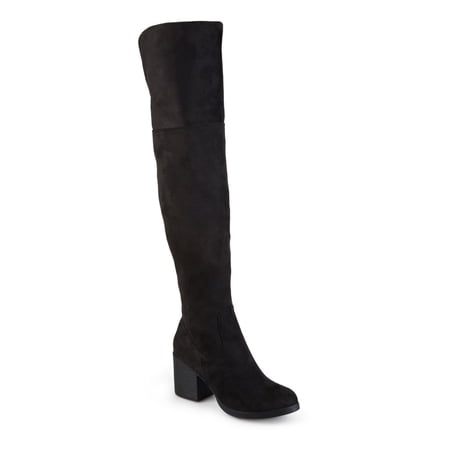 JOURNEE COLLECTION Womens Black Padded Sana Almond Toe Block Heel Zip-Up Heeled Boots 9