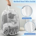 thumbnail image 3 of Miaocao Pop Up Laundry Hamper, 70L Collapsible Mesh Laundry Basket with Side Pocket, Foldable Dirty Clothes Hamper with Sturdy Reinforced Handles for Home Dorm Bedroom Travel Bathroom Storage, Black, 3 of 7